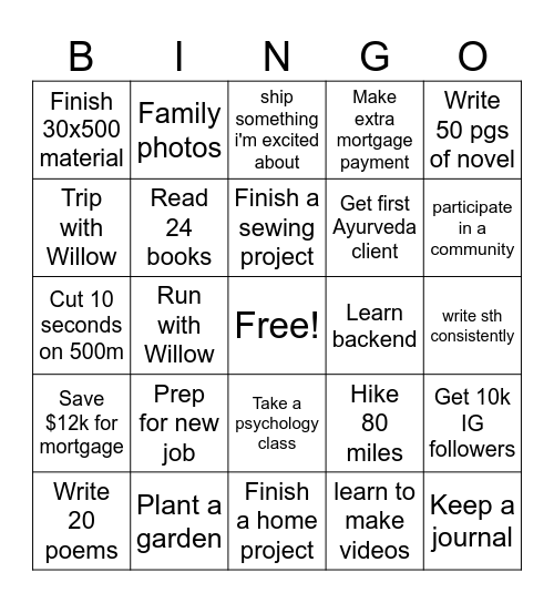 2025 Bingo Card