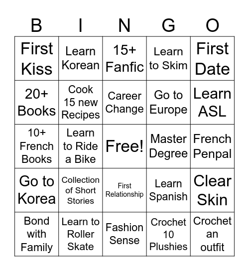 2025 Bingo Card (Mia) Bingo Card