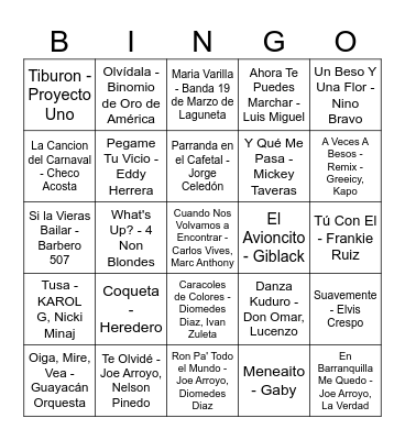 Coveñas 2025 Bingo Card