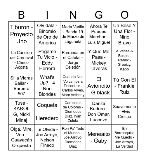 Coveñas 2025 Bingo Card