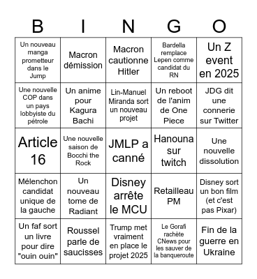 Lizzie's Bingo for 2025 Bingo Card