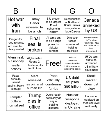 2025 Bingo Blitz Bingo Card