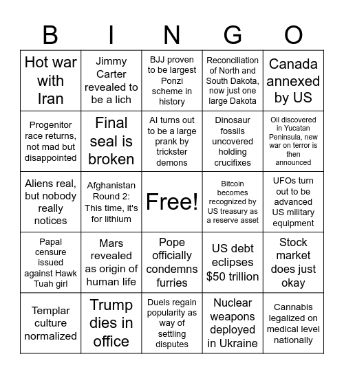 2025 Bingo Blitz Bingo Card