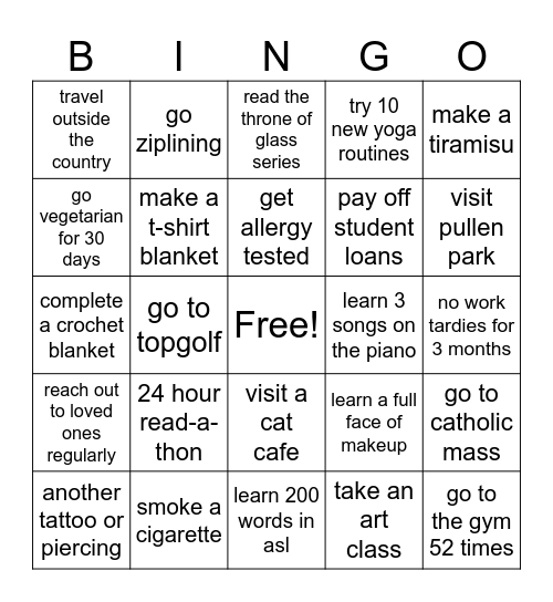 elisabeth's adventures in 2025 Bingo Card