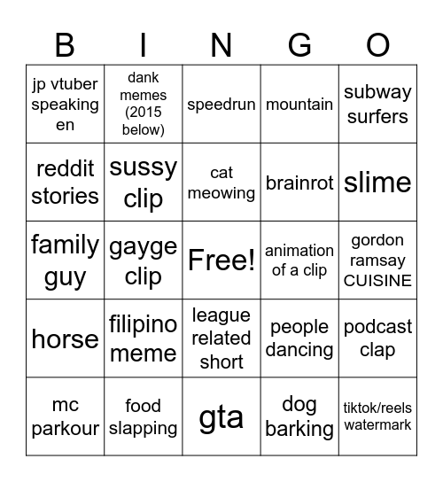 YT SHORTS WITH CHISU Bingo Card