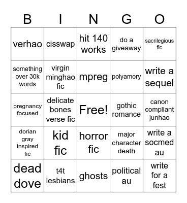witchboyjm 2025 bingo Card