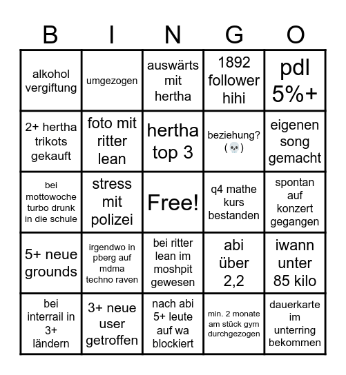 nille 2025 Bingo Card