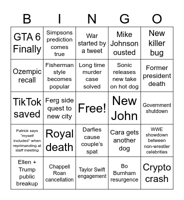 2025 Bingo Card