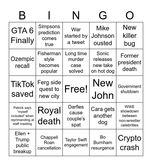 2025 Bingo Card