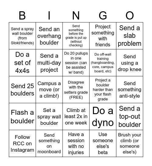 RCC Bingo Card