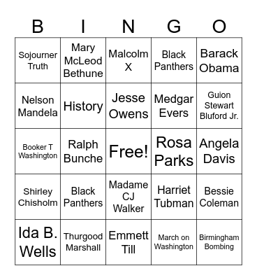 Black History Bingo Card