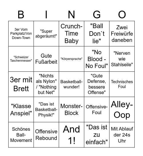 Basketball-Bingo Card