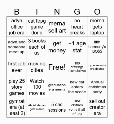 Family Bingo Card
