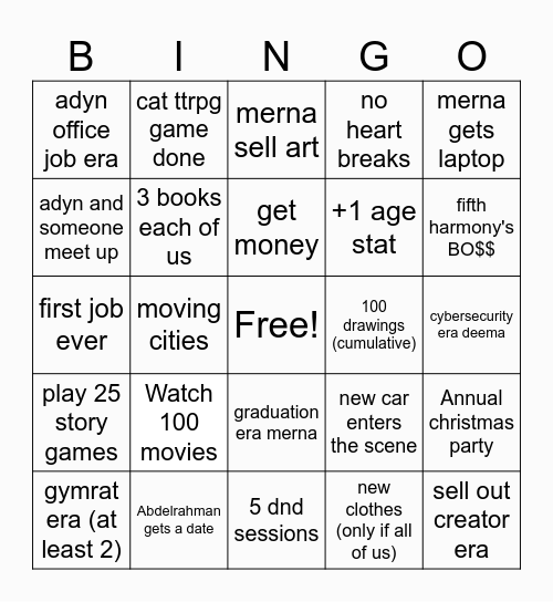 Family Bingo Card