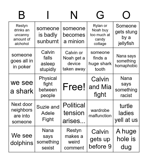 Pawley's Bingo Card