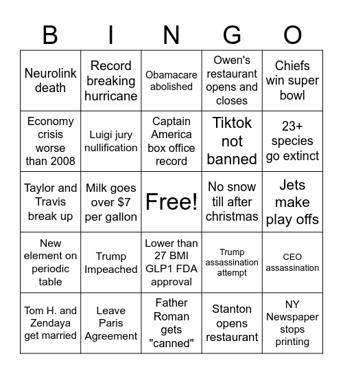 Weber 2025 Bingo Card