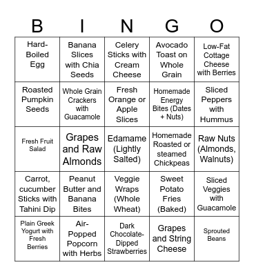 Snack Swap Bingo Card