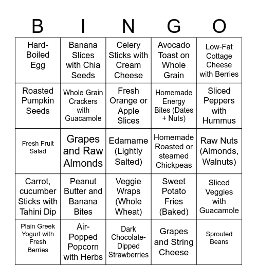 Snack Swap Bingo Card