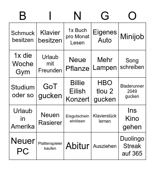 2025 Bingo Card