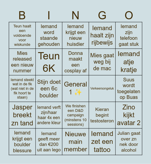 de CHAOS 2025 Bingo Card