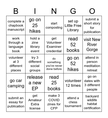 2025 Bingo Card