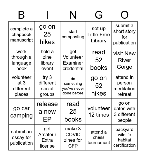 2025 Bingo Card