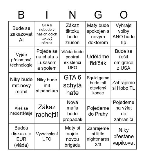 2025 Bingo Card