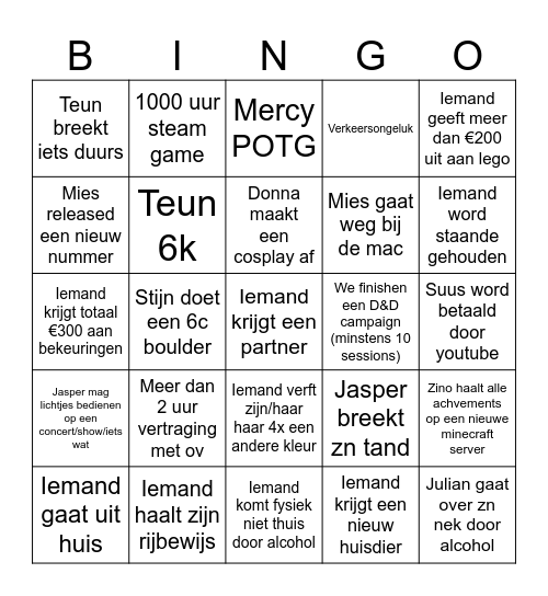 CHAOS bingo 2025 Bingo Card