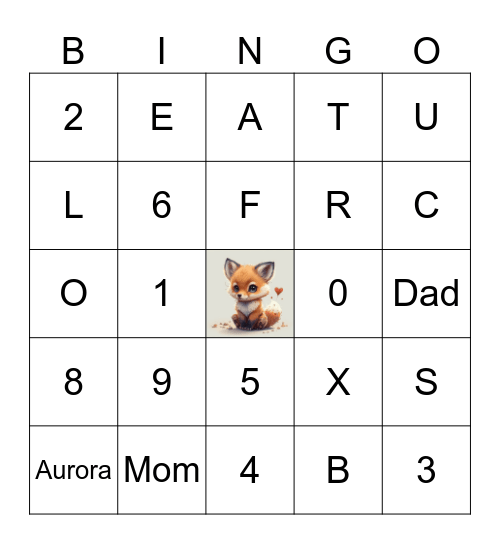 Words, Letters and Numbers Bingo Card