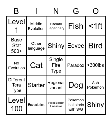 Pokémon Scarlet/Violet Surprise Trade Bingo Card