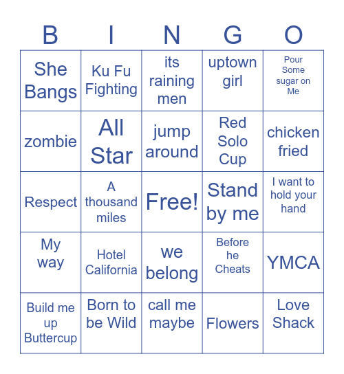 Music Bingo Card