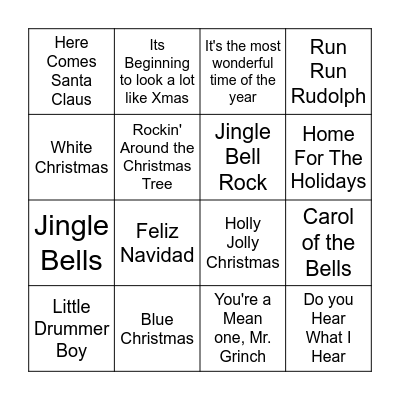 Name That Christmas Tune Bingo Card