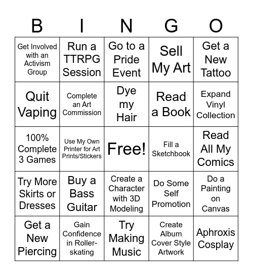 Nick's 2025 Bingo Card