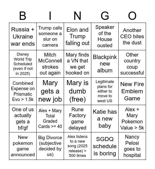 2025 Bingo Card