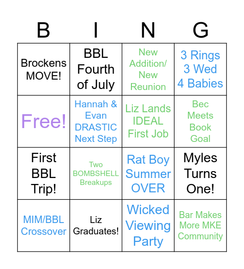 BBL 2025 Bingo Card