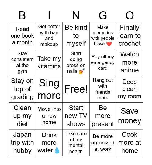 2025 Bingo Card Bingo Card