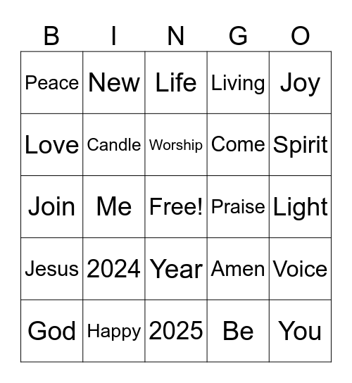 Happy New Year 2025 Bingo Card