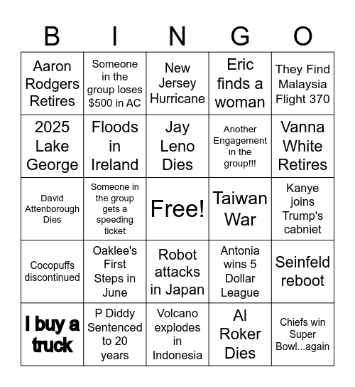 Evan's 2025 Bingo Card
