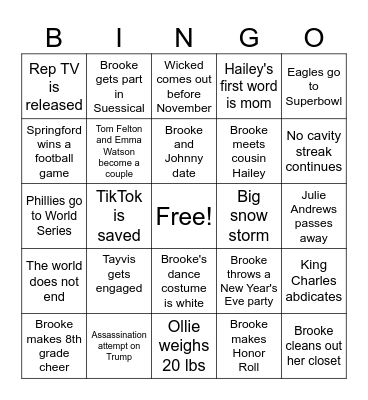 Brooke's 2025 BINGO Card Bingo Card