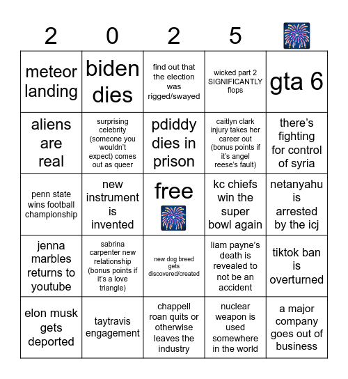 2025 Bingo Card