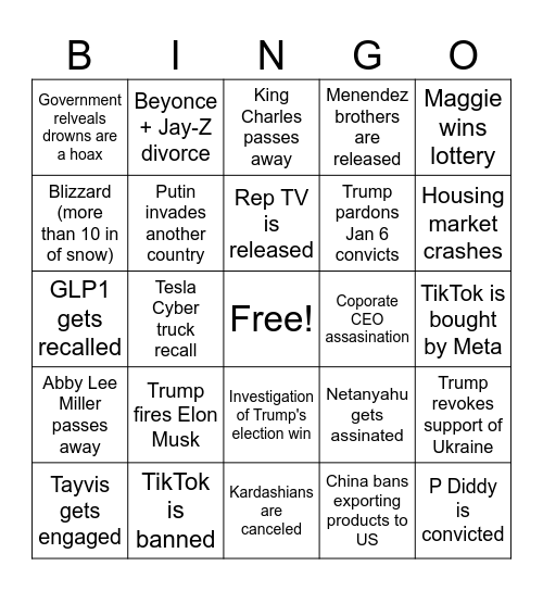 Maggie's 2025 BINGO Card Bingo Card