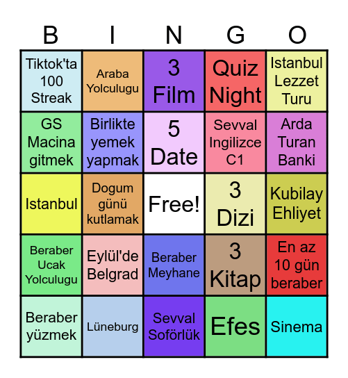 2025 Sevval & Kubilay Bingo Card