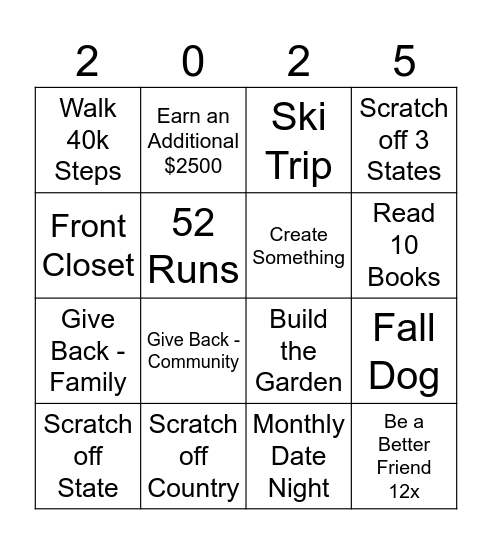 2025 Bingo Card