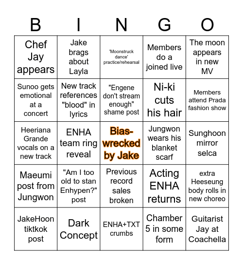 ENHPEN 2025 Bingo Card