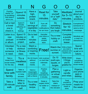 January Wellness Bingo Card