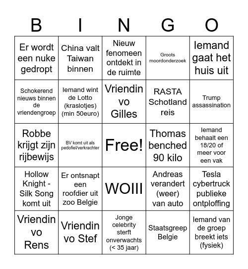 2025 RATSTA Bingo Card