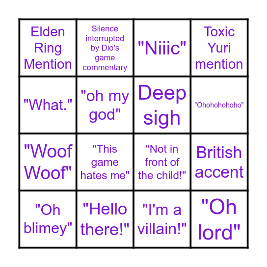 Dio Bingo Card