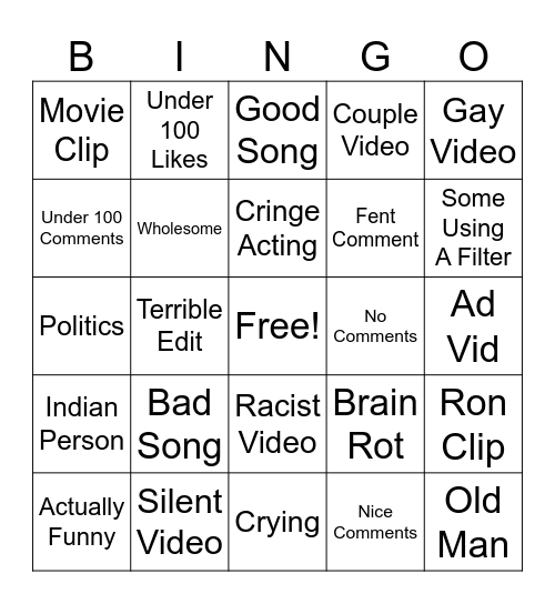 Dontai Bingo Card