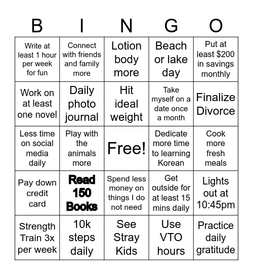 2025 Goal Bingo Card