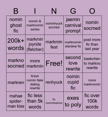 2025 fic Bingo Card